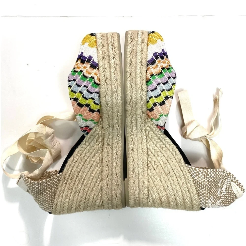 Castaner Missoni Zigzag Knit Lace up Ankle Espadrilles Sandals Size 41 / US 11